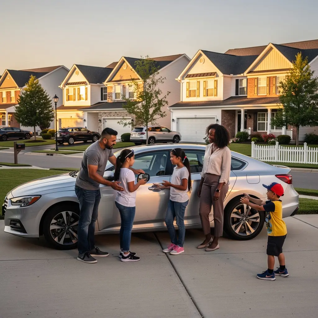 Polisa ubezpieczeniowa przedstawiająca młodego kierowcę z uśmiechem, który cieszy się z bezpiecznej jazdy.