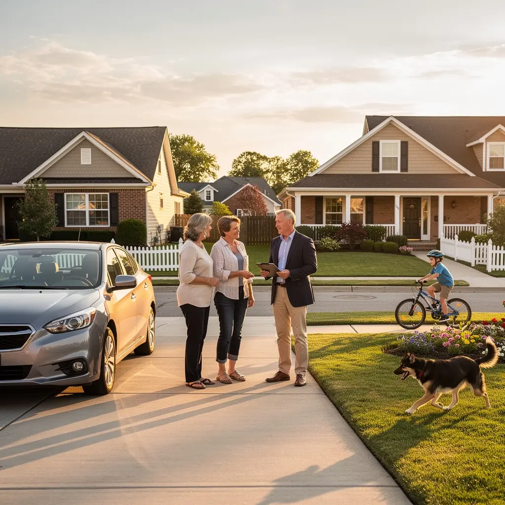 Bezpieczna jazda samochodem z rodziną na tle malowniczej drogi.